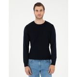 Pierre Cardin Erkek Lacivert Regular Fit Bisiklet Yaka Yün Karışımlı Triko Kazak 50296451-VR033 - 2XL