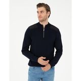 Pierre Cardin Erkek Lacivert Regular Fit Fermuarlı Dik Yaka Triko Kazak 50296417-VR033 - S