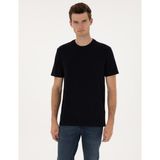 Pierre Cardin Erkek Lacivert Regular Fit Kalın Dokulu Bisiklet Yaka Basic Tişört 50308037-VR033 - M