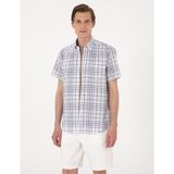 Pierre Cardin Erkek Lacivert Regular Fit Kısa Kollu Ekose Gömlek 50303387-VR033