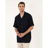 Pierre Cardin Erkek Lacivert Regular Fit Örme Gömlek 50286124-VR033 - S