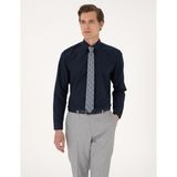 Pierre Cardin Erkek Lacivert Regular Fit Uzun Kollu Basic Gömlek 50316742-VR033 - 2XL
