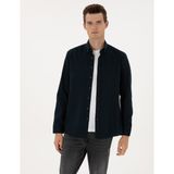 Pierre Cardin Erkek Lacivert Regular Fit Uzun Kollu Gömlek 50316736-VR033 - 2XL
