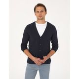Pierre Cardin Erkek Lacivert Slim Fit Basic Düğmeli Triko Hırka 50317330-VR033 - 3XL