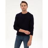 Pierre Cardin Erkek Lacivert Slim Fit Bisiklet Yaka Triko Kazak 50315713-VR033 - 3XL