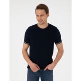 Pierre Cardin Erkek Lacivert Slim Fit Bisiklet Yaka Triko Tişört 50303616-VR033