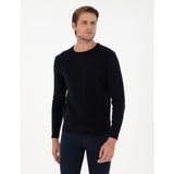 Pierre Cardin Erkek Lacivert Slim Fit Bisiklet Yaka Yün Karışımlı Triko Kazak 50296457-VR033 - 2XL