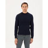 Pierre Cardin Erkek Lacivert Slim Fit Çeyrek Yaka Yün Karışımlı Triko Kazak 50296438-VR033 - 2XL
