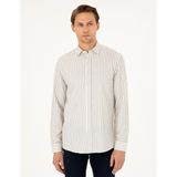 Pierre Cardin Erkek Lacivert Slim Fit Çizgili Uzun Kollu Gömlek 50292261-VR033 - XL
