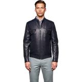 Pierre Cardin Erkek Lacivert Slim Fit Deri Ceket - 50
