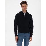 Pierre Cardin Erkek Lacivert Slim Fit Dik Yaka Fermuarlı Triko Kazak 50315732-VR033 - 2XL