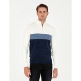 Pierre Cardin Erkek Lacivert Slim Fit Fermuarlı Dik Yaka Triko Kazak 50296471-VR033