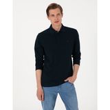 Pierre Cardin Erkek Lacivert Slim Fit Kıvrılmaz Polo Yaka Basic Pike Sweatshirt 50314048-VR033 - XL