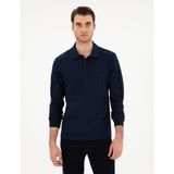Pierre Cardin Erkek Lacivert Slim Fit Kıvrılmaz Yaka Sweatshirt 50307408-VR033