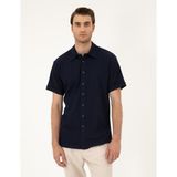 Pierre Cardin Erkek Lacivert Slim Fit Örme Gömlek 50286123-VR033 - 2XL