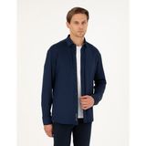 Pierre Cardin Erkek Lacivert Slim Fit Örme Gömlek 50293240-VR033 - 3XL