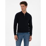 Pierre Cardin Erkek Lacivert Slim Fit Polo Yaka Fermuarlı Basic Triko Kazak 50315406-VR033 - XL