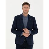 Pierre Cardin Erkek Lacivert Yün Kaşmir Karışımlı Ekose Ceket 50278195-VR033 - 52 - 6 Drop