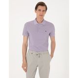 Pierre Cardin Erkek Lila Slim Fit %100 Pamuk Polo Yaka Basic Tişört 50291625-VR034