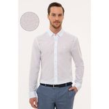 Pierre Cardin Erkek Mavi Detaylı Beyaz Slim Fit Gömlek G021GL004.000.1113611 - 17Y-Mavi