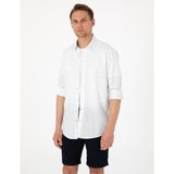 Pierre Cardin Erkek Mavi Keten Karışımlı Regular Fit Uzun Kollu Gömlek 50307171-VR036 - XL