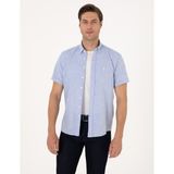 Pierre Cardin Erkek Mavi Regular Fit Kısa Kollu Gömlek 50307073-VR036