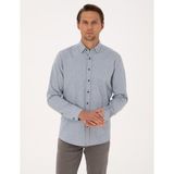 Pierre Cardin Erkek Mavi Regular Fit Uzun Kollu Gömlek 50312425-VR036 - 2XL