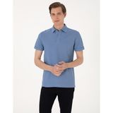 Pierre Cardin Erkek Mavi Slim Fit %100 Pamuk Kıvrılmaz Amerikan Pike Polo Yaka Basic Tişört 50306154-VR036 - 2XL