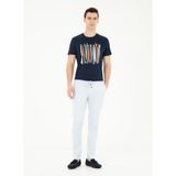 Pierre Cardin Erkek Mavi Slim Fit Beli Lastikli İpli Kanvas Pantolon 50285534-VR036 - 30