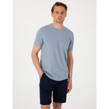 Pierre Cardin Erkek Mavi Slim Fit Keten Karışımlı Bisiklet Yaka Triko Tişört 50305973-VR036