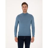 Pierre Cardin Erkek Mavi Slim Fit Yarım Balıkçı Yaka Basic Triko Kazak 50314176-VR036 - 2XL