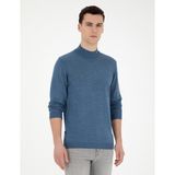 Pierre Cardin Erkek Mavi Slim Fit Yarım Balıkçı Yaka Yün Karışımlı Basic Triko Kazak 50270055-VR036 - 3XL