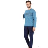 Pierre Cardin Erkek Mavi Uzun Kol Pijama Takımı,%96 Viskoz%4 Elastan, S Beden