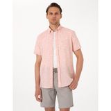 Pierre Cardin Erkek Mercan Keten Karışımlı Regular Fit Kısa Kollu Gömlek 50307067-VR186
