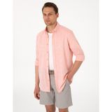 Pierre Cardin Erkek Mercan Keten Karışımlı Regular Fit Uzun Kollu Gömlek 50303245-VR186 - XL