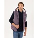 Pierre Cardin Erkek Mor Kapüşonlu Şişme Sıcak Tutan Yelek 50293233-VR038