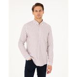 Pierre Cardin Erkek Mor Regular Fit Çizgili Uzun Kollu Gömlek 50295253-VR038 - XL