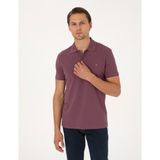Pierre Cardin Erkek Mor Slim Fit %100 Pamuk Kıvrılmaz Düğmeli Polo Yaka Basic Tişört 50325323-VR038