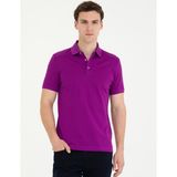 Pierre Cardin Erkek Mor Slim Fit Basic Tişört 50274688-VR038