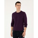 Pierre Cardin Erkek Mor Slim Fit Bisiklet Yaka Basic Triko Kazak 50296575-VR038 - 3XL