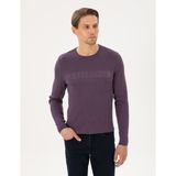 Pierre Cardin Erkek Mor Slim Fit Bisiklet Yaka Yün Karışımlı Triko Kazak 50296419-VR038 - XL