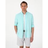 Pierre Cardin Erkek Nil Yeşili Keten Karışımlı Regular Fit Uzun Kollu Gömlek 50303388-VR083 - 2XL