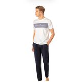 Pierre Cardin Erkek Pamuklu Geniş Kalıp Yazlık Pijama Takımı, Beyaz, 2XL