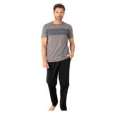 Pierre Cardin Erkek Pamuklu Geniş Kalıp Yazlık Pijama Takımı, Gri, 2XL