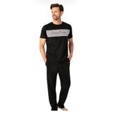 Pierre Cardin Erkek Pamuklu Geniş Kalıp Yazlık Pijama Takımı, Siyah, 2XL