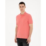 Pierre Cardin Erkek Pembe Slim Fit Basic Tişört 50280754-VR186 - Mercan - 2XL