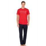 Pierre Cardin Erkek Penye Kısakol Pijama Takımı, Kırmızı, 2XL TYBKA4R5HV0U78UK06