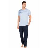 Pierre Cardin Erkek Penye Kısakol Pijama Takımı, Mavi, 2XL