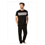 Pierre Cardin Erkek Penye Kısakol Pijama Takımı, Siyah, 2XL TYBFDBKFIJK68HXY74