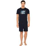 Pierre Cardin Erkek Pijama Takımı, Baskılı Tişört, Şort,%100 Pamuk, Lacivert, S